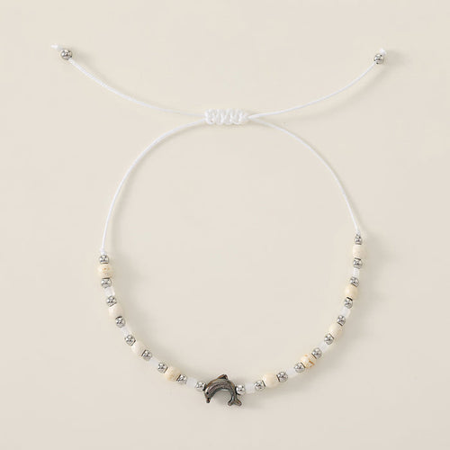 1 pc Bohemian Style Silver - plated Dolphin Beaded String Bracelet for Women, Birthday/Valentine's Day/Mother's Day Gift
