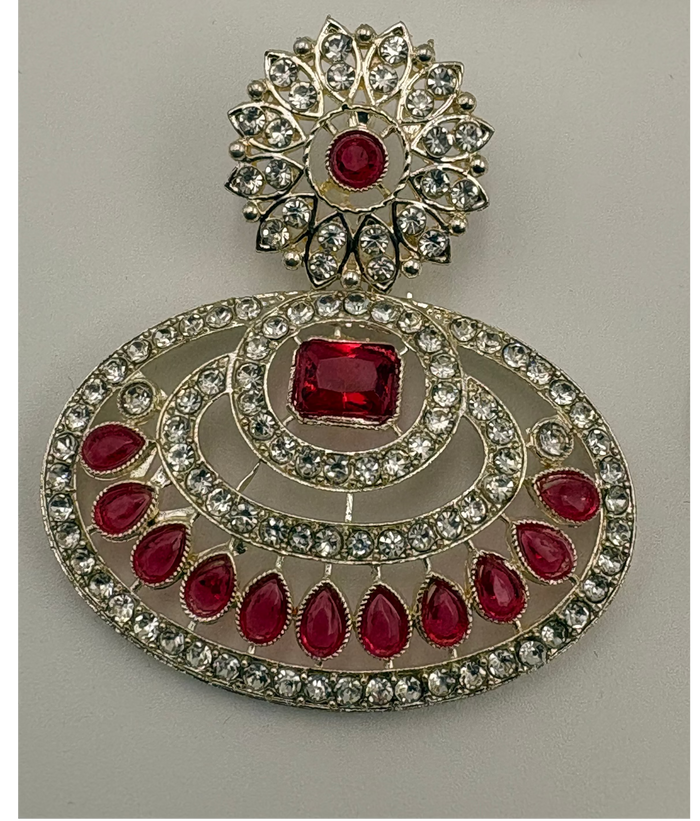 Noor-E-Rajwada Haar Ruby Bridal Jewellery Necklace Set 5 Piece View 5