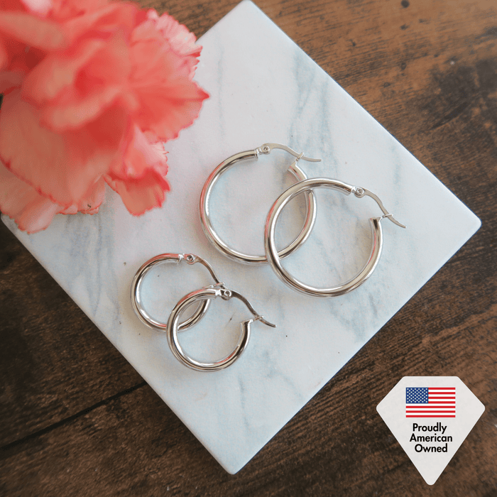 Amy 18k White Gold Plated 20mm/30mm Hoop Earrings