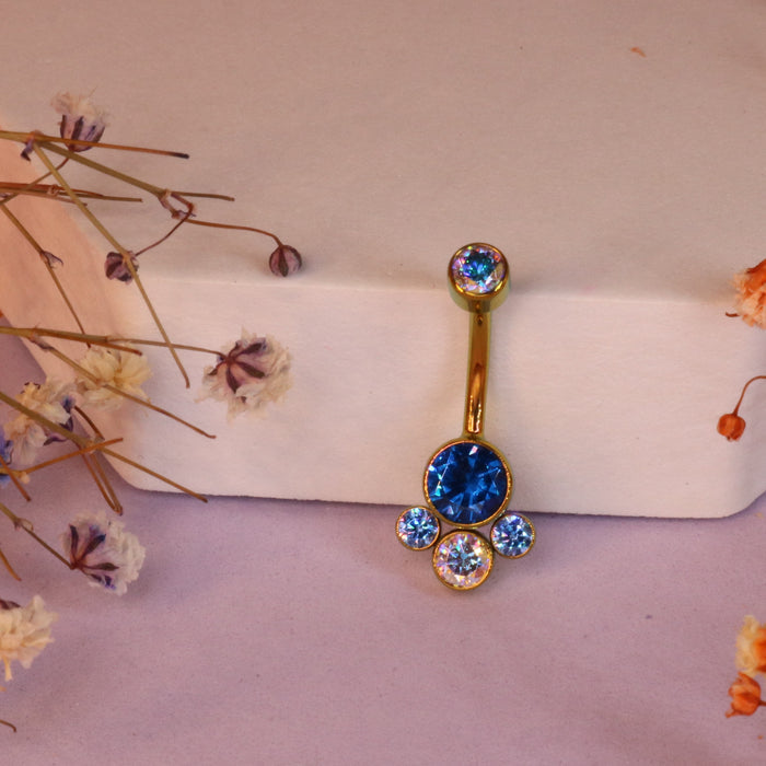 Anatometal Titanium Gem Cluster Navel Curve