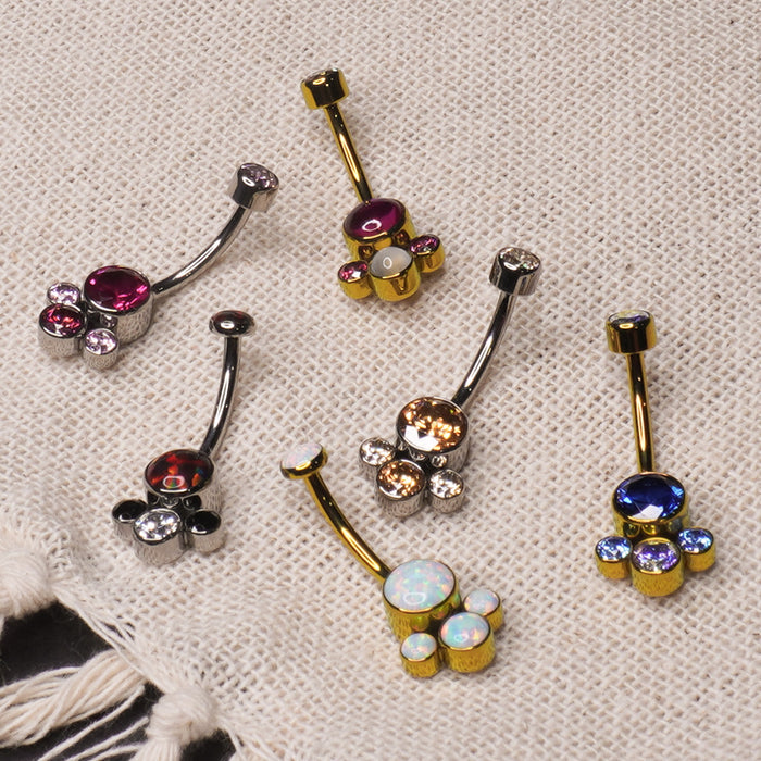 Anatometal Titanium Gem Cluster Navel Curve