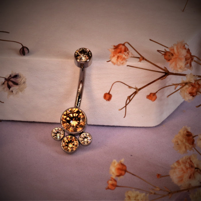 Anatometal Titanium Gem Cluster Navel Curve