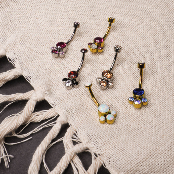 Anatometal Titanium Gem Cluster Navel Curve