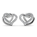 white gold-plated double heart stud earrings