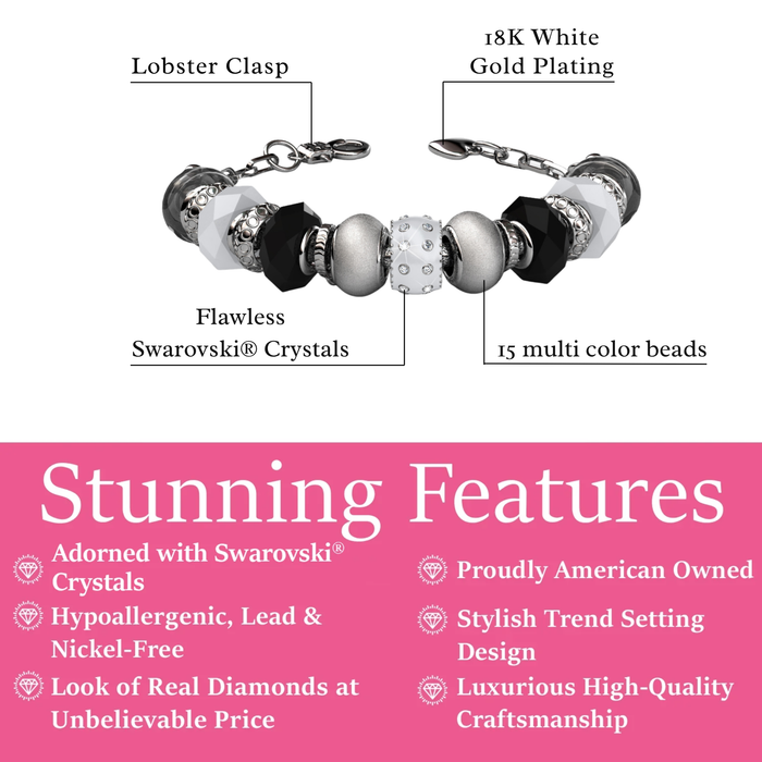 Aurora 18k White Gold Plated Beaded Bracelet with Swarovski Crystals