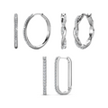 Bianca, Nadia, Lauren 18k White Gold Plated Hoop Earrings with Swarovski Crystals (3 Pair Set)