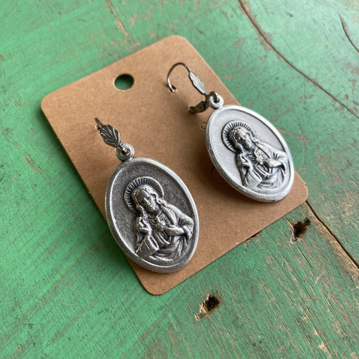 Big Italian Medal Scapular Earrings