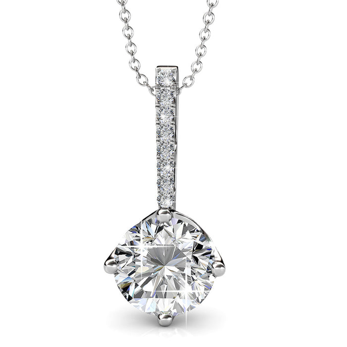 Blythe 18k White Gold Plated Diamond Solitaire Pendant Necklace with Swarovski Crystals — Final Sale