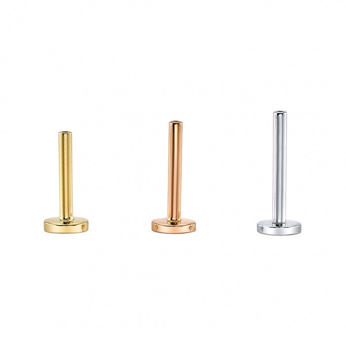 BVLA Disc Back Threaded Labret Post - 14K Solid Gold