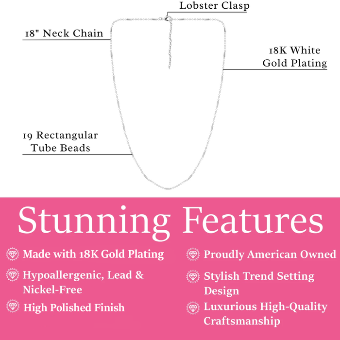 Cassidy 18k White Gold Plated Stacking Necklace Chain