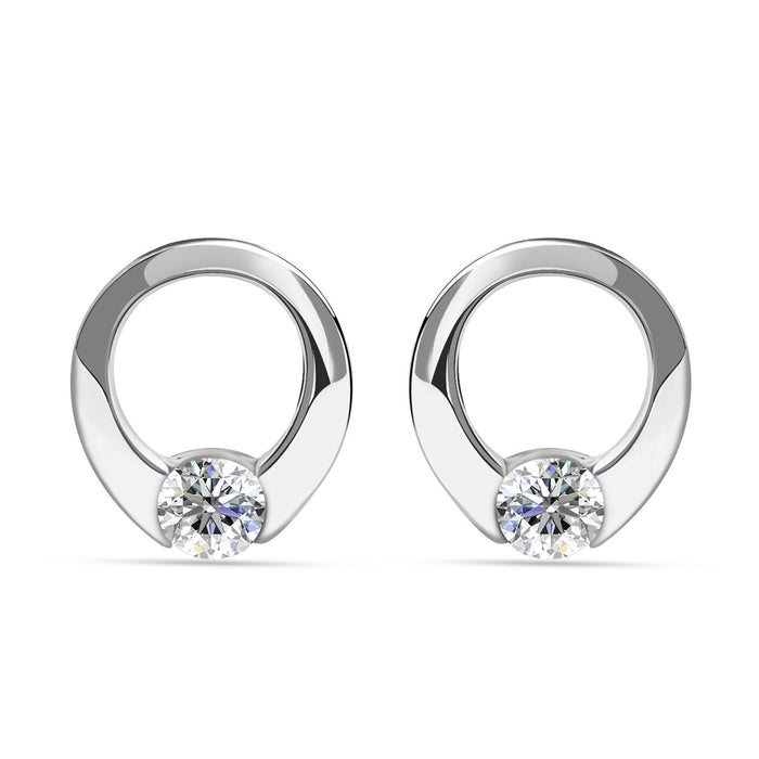Dahlia White Gold PlatedHoop Earrings