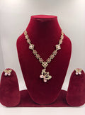 Designer Gold Geometric Floral Pendant Fashion Jewellery Necklace Set
