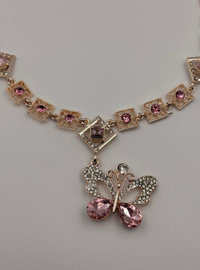 Designer Gold Geometric Floral Pendant Fashion Jewellery Necklace Set View 2