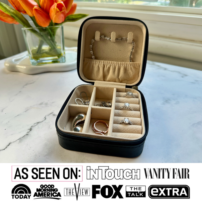 Jewelry Travel Case, Black Mini Jewelry Box Organizer for Women