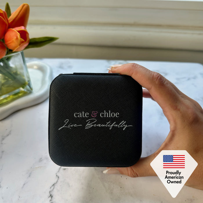 Jewelry Travel Case, Black Mini Jewelry Box Organizer for Women