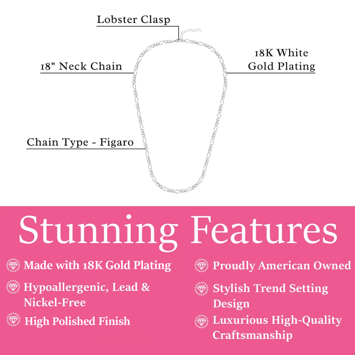 Lainey 18k White Gold Plated Stacking Necklace Chain