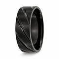 Matte-Finished Black Stainless Steel Band with Diagonal Grooves | 6mm