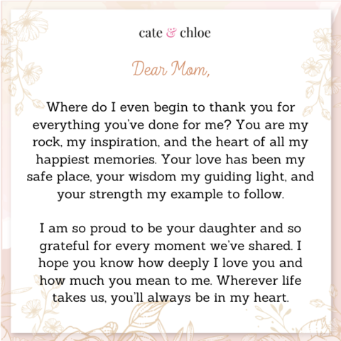 Mavis 18k White Gold Plated Mama Necklace with Simulated Diamond Crystals & Heartfelt Message for Mom
