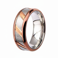 Men's Stainless Steel IP Rose Gold with Diagonal Lines Center - 8mm