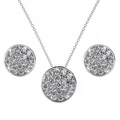 Nelly 18k White Gold Pave Stud Necklace and Earrings Jewelry Set with Swarovski Crystals