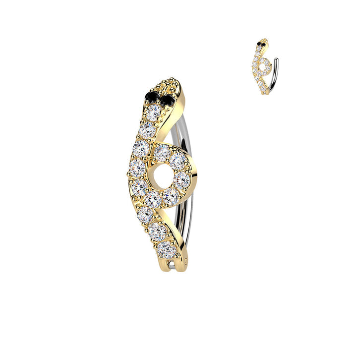 Paved Snake Hinged Belly Bar 14G