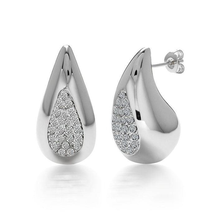 Sally 18k White Gold Plated Tear drop Stud Earrings with Swarovski Crystals