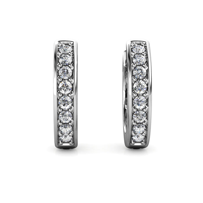Skye 18k White Gold Plated 12mm Crystal Hoop Earrings with Swarovski Crystals