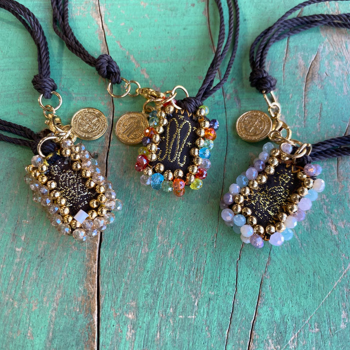 Small Crystal Cloth Scapular Bracelet