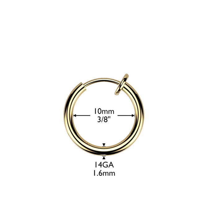 Spring Action Faker Ear Cuff / Ring – 316L Surgical Steel Non-Piercing with measurements