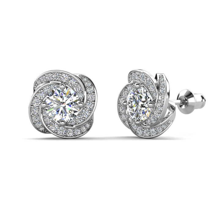 Stella 18k White Gold Plated Stud Earrings with Simulated Diamond Crystals