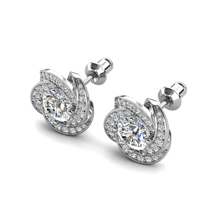 Stella 18k White Gold Plated Stud Earrings with Simulated Diamond Crystals