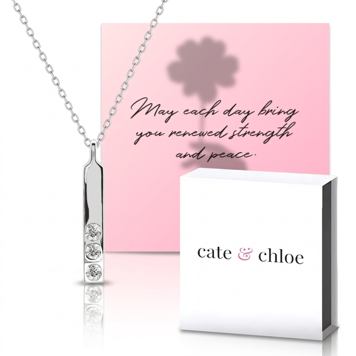 Tessa 18k Yellow Gold Plated Bar Necklace & Strength and Peace Shadow Card