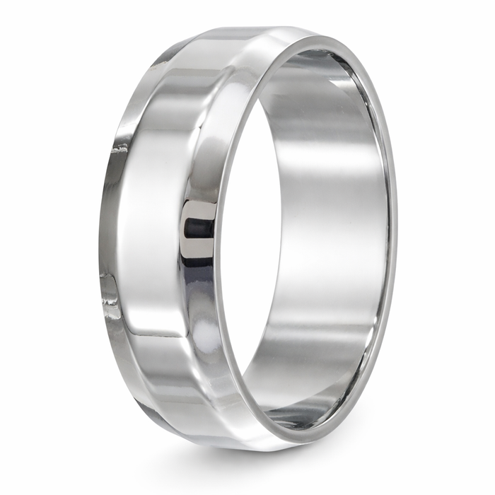 The Elevate Polished Stainless Steel Wedding Ring with Beveled Edges-7.2mm