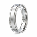 The Lineage Men's Stainless Steel Ring with Grooved Edges and Polished Finish | 6mm