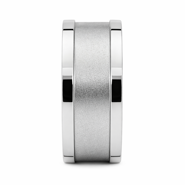 The Midnight Matte Black or Grey Stainless Steel Ring with Satin Edges - 10mm