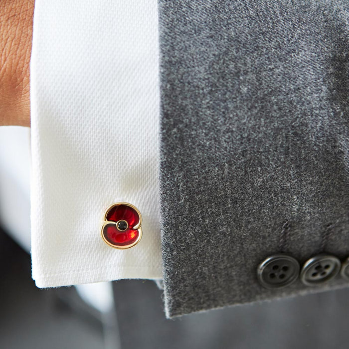 The Poppy Collection ® Enamel Cufflinks Gold Tone