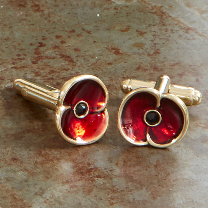 The Poppy Collection ® Enamel Cufflinks Gold Tone