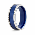 The Royal Stainless Steel Ceramic Royal Blue Ring With Block Edges-8mm