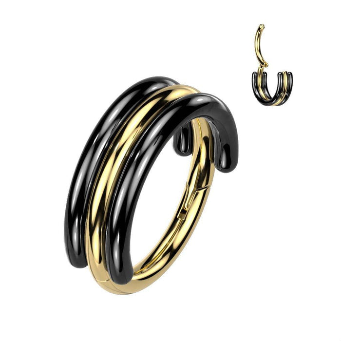 Body Jewelry - Titanium Triple Stacked Hinged Ring 16G