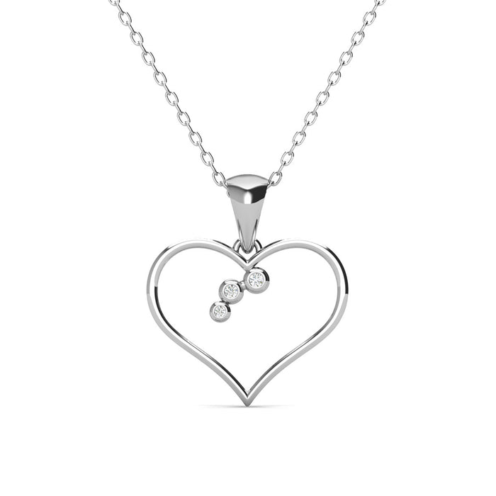 Valentina  White Gold Plated Silver Heart Necklace