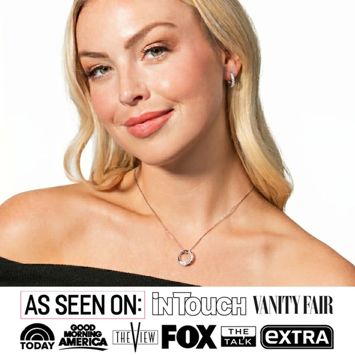 Viviana 18k White Gold Plated Hoop Pendant Necklace and Earring Set with Swarovski Crystals