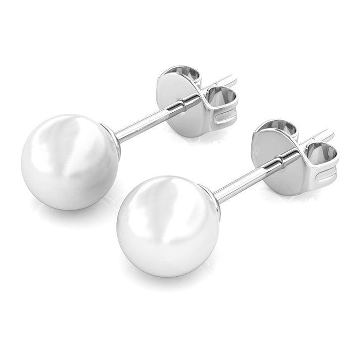 Vivienne 18k White Gold Plated Stud Earrings with Shell Pearls