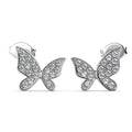 Yuenen 18k White Gold Plated Silver Butterfly Stud Earrings with Swarovski Crystals